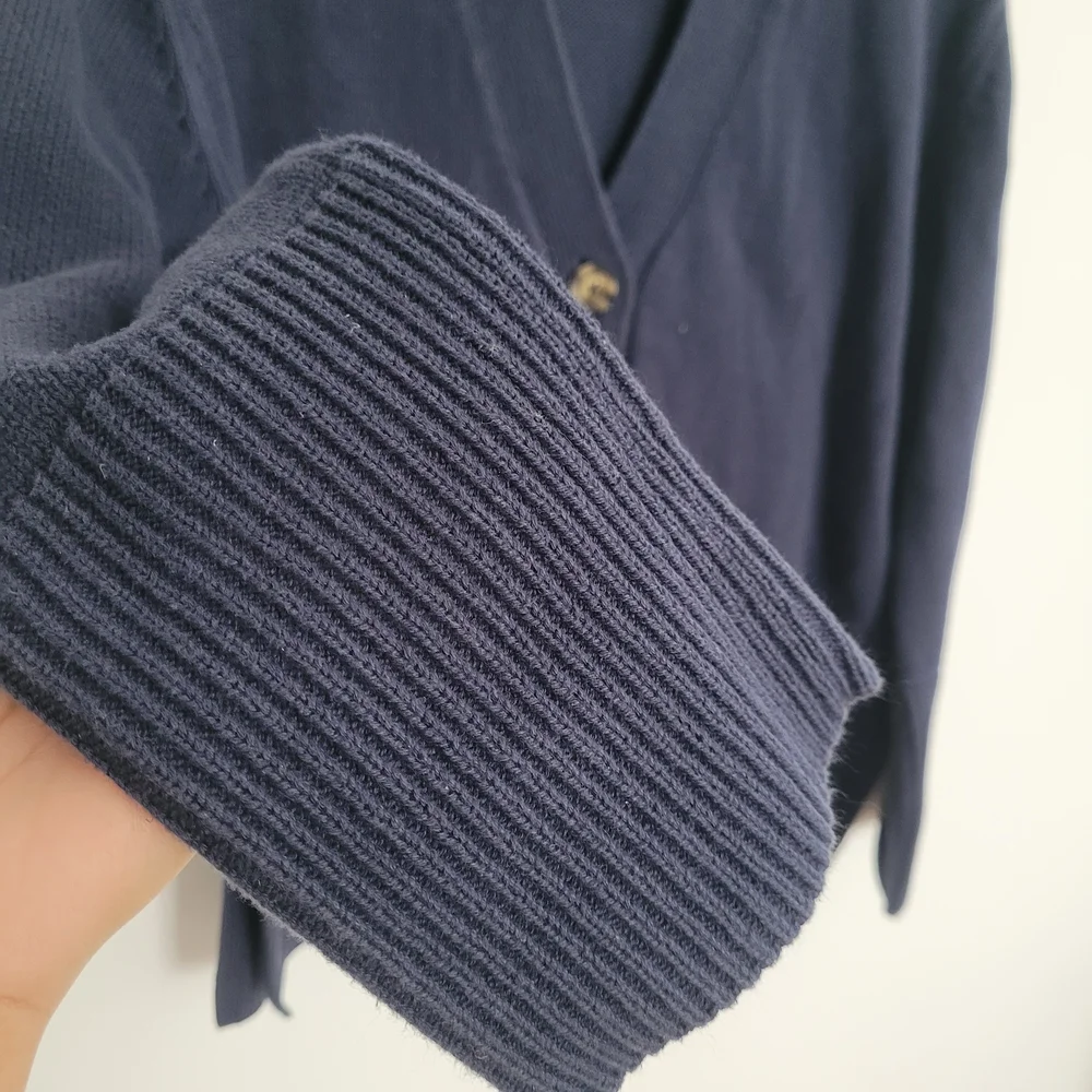 GAP Women's Navy Blue Knit Sweater Cardigan 100% Cotton Size M - Picture 3 of 10